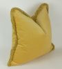 Yellow brush fringe pillow cover, yellow velvet brush fringe | Cushion in Pillows by Velvet Fringe