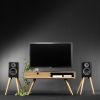 Audio speaker stand , iron and wood (2 units) | Storage Stand in Storage by Manuel Barrera Habitables. Item made of oak wood with metal