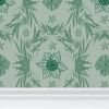IVI Poppy Daisies & Cannabis Leaves Green | Wallpaper in Wall Treatments by Sean Martorana. Item made of paper