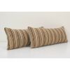 10" x 26" Set Vintage Striped Organic Hemp Kilim Pillow | Sham in Linens & Bedding by Vintage Pillows Store. Item made of cotton with fiber