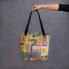 Tote Bag - The Hearth Quilt - Folk Patchwork Art | Work by Eman's Gallery