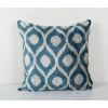 Square Pale Blue Ikat Velvet Pillow, Silk White Polka Dot Ve | Cushion in Pillows by Vintage Pillows Store
