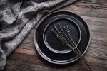 BLACK on GREY , Handmade handcrafted anthracite stoneware | Plate in Dinnerware by Laima Ceramics. Item composed of stoneware in minimalism or contemporary style