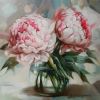 Peony oil painting original art on canvas, Flowers oil | Oil And Acrylic Painting in Paintings by Natart. Item composed of canvas & synthetic compatible with contemporary style