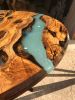 Round Olive Epoxy Table, Blue Circle Epoxy Resin Table | Coffee Table in Tables by Tinella Collection. Item composed of wood & synthetic compatible with coastal and mediterranean style