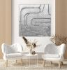 Sculptural 3d silver wall art sculpture painting silver leaf | Mixed Media in Paintings by Berez Art. Item made of canvas with paper works with minimalism & mid century modern style
