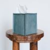 Ocean Blue Leather Single Tissue Box Cover | Toiletry in Storage by Vantage Design