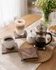 Walnut Wood Veneer Coasters, Geometric Marquetry Drinkware Set, Natural Home Decor (Set of 4) | Tableware by Vesta Corte