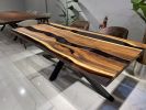 Custom Epoxy River Resin Dining Table, Epoxy Table | Tables by Tinella Collection. Item composed of walnut & synthetic compatible with contemporary and art deco style