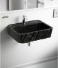 Hand-Carved Black Marble Bathroom Sink: Sculptured Toros Design | Water Fixtures by AYMARBLEDESIGN LLC
