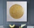 Gold leaf art painting golden circle art abstract round | Oil And Acrylic Painting in Paintings by Berez Art. Item composed of canvas compatible with minimalism and modern style