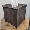 Slate Grey Leather Single Tissue Box Cover | Toiletry in Storage by Vantage Design