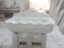 Hand Carved Carrara Marble Sink: 21”x34” Wall Mount Washbasin | Water Fixtures by AEGEAN MARBLE ARTISAN ATELIER