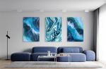 Blue Wall Art Set of 3 Prints Wall Hanging | Prints by uniQstiQ. Item made of paper