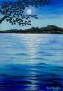 Nocturned - Framed Original Oil Pastel Drawing - Tonalism Moonlit Night Scene | Drawings by Eman's Gallery