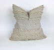 Neutral tassel pillow // Beige woven pillow // grey pom pom | Pillows by velvet + linen
