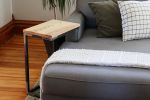 Ash Wood C-table with Raw Steel Metal Base | End Table in Tables by Hazel Oak Farms. Item made of wood & metal