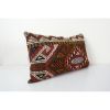 Extra Long Red Lumbar Cicim Pillow Cover -Wool Turkish Jajim | Cushion in Pillows by Vintage Pillows Store