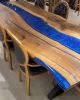 Custom Order Walnut Blue Epoxy Table, Live Edge Dining Table | Tables by LuxuryEpoxyFurniture. Item made of wood with synthetic