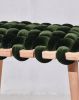 Olive Green Velvet Woven Stool | Chairs by Knots Studio. Item made of wood with fabric