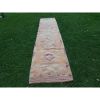 Vintage Pastel Turkish Herki Runner Rug 2'8" X 12'4" | Rugs by Vintage Pillows Store. Item made of cotton & fiber