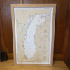 Nautical Chart of Lake Michigan with Hardwood Frame | Prints by Nordlanda Furniture