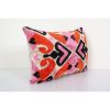 Silk Ikat Velvet Pillow with Pink Details, Handmade Velvet | Cushion in Pillows by Vintage Pillows Store. Item made of cotton