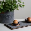 Small wood and felt serving tray for 2 persons, 1 pc. | Serveware by DecoMundo Home. Item made of oak wood works with minimalism & country & farmhouse style