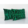 Handmade Luxury Green Tiger Ikat Velvet Pillow - Set of Two | Cushion in Pillows by Vintage Pillows Store