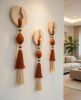 Handmade Boho Tassel Wall Hanging – Yarn & Wood Hook Decor, Terracotta Beige Set of 3 | Macrame Wall Hanging in Wall Hangings by RavaTapestryArt