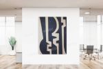 Mid century modern wall art navy blue ivory white painting | Oil And Acrylic Painting in Paintings by Berez Art. Item composed of canvas compatible with minimalism and mid century modern style