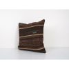 Vintage Mid Century Goat Hair Brown Kilim Pillow With Tradit | Cushion in Pillows by Vintage Pillows Store