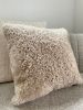 18” x 18” Tan Shearling Sheepskin Pillow | Cushion in Pillows by East Perry. Item made of fiber