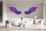 Oversized Multicolor Angel Wings / Acrylic Art/ Printed Wall | Prints by uniQstiQ. Item made of synthetic