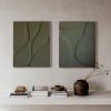 Diptych Wall Art Set (2 pieces) - Modern Textured Plaster Sculptures - Deep Green Moss Decor - Housewarming Gift | Wall Sculpture in Wall Hangings by Vaiva Art Atelier