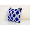 Blue Silk Ikat Velvet Pillow Cover, Handmade Polka Dot Ikat | Sham in Linens & Bedding by Vintage Pillows Store. Item composed of cotton