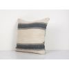 Vintage Gray Striped Organic Hemp Kilim Pillow, Handwoven Ki | Cushion in Pillows by Vintage Pillows Store
