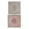 Handmade Square Pink Distressed Oushak Rugs - a Pair | Small Rug in Rugs by Vintage Pillows Store. Item composed of cotton & fiber
