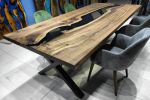 Custom Order Walnut Wood Design Smoke Epoxy Dining Table | Tables by LuxuryEpoxyFurniture. Item composed of wood & synthetic