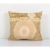 Suzani Beige Pillow Fashioned from Uzbek Textile - Muted Lum | Cushion in Pillows by Vintage Pillows Store
