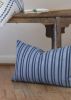 Sea Blue Linen with Embroidered Stripes Pillow 14x22 | Pillows by Vantage Design