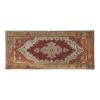 Distressed Oushak Carpet, Decorative Red and Gold Colors Rug | Area Rug in Rugs by Vintage Pillows Store. Item composed of fiber