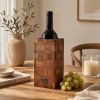 Wood Wine Holder, Geometric Marquetry Decor, Scandinavian Minimalist Accent | Candle Holder in Decorative Objects by Vesta Corte