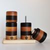 Pepper mill and salt mill set - cherry(birch)/walnut - 6'' | Vessels & Containers by Slice of wood / Tranche de bois