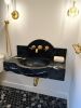 Modern-Minimalist Black Nero Marble Sink with Backsplash | Water Fixtures by AYMARBLEDESIGN LLC