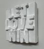 Let Love Win 4" x 4" | Mixed Media in Paintings by Emeline Tate. Item made of canvas with synthetic