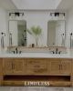 Model #1016 - Custom Double Sink Bathroom Vanity | Countertop in Furniture by Limitless Woodworking. Item made of maple wood works with contemporary & country & farmhouse style