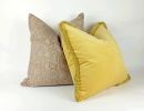 Yellow brush fringe pillow cover, yellow velvet brush fringe | Cushion in Pillows by Velvet Fringe