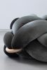 (L) Olive Green Velvet Knot Floor Cushion | Pouf in Pillows by Knots Studio. Item made of wood with fabric