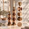 Handcrafted Oak Mahogany Candle Holders – Triangular Marquetry Gift Set (Holiday Edition) | Serving Tray in Serveware by Vesta Corte